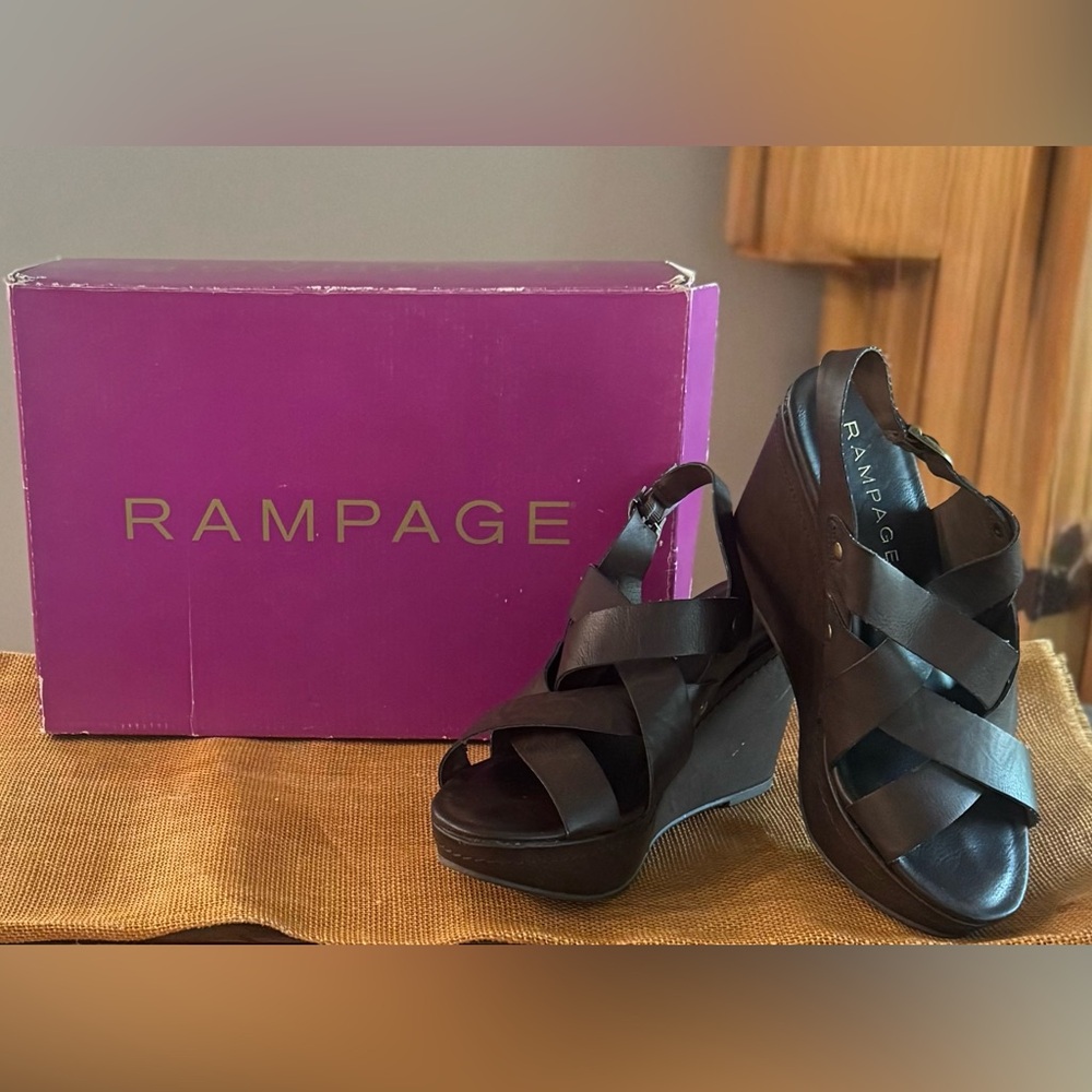 Rampage Wedge Sandal “Bellina”  Brown Burnish Women’s